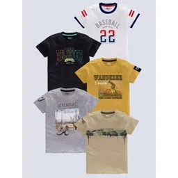 BAESD Boys Pack Of 5 Typography Printed Cotton T-shirt-picture-13