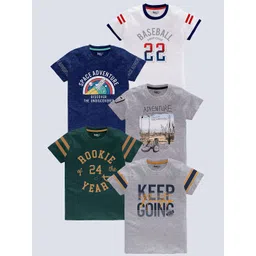BAESD Boys Pack Of 5 Typography Printed Cotton T-shirt-picture-14