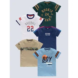 BAESD Boys Pack of 5 Typography Printed Cotton T-shirt-picture-17