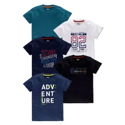 BAESD Boys Pack Of 5 Typography Printed Cotton T Shirts-picture-36