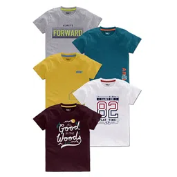 BAESD Boys Pack Of 5 Typography Printed Cotton T Shirts-picture-38