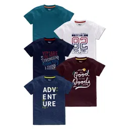 BAESD Boys Pack Of 5 Typography Printed Cotton T Shirts-picture-33
