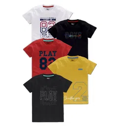 BAESD Boys Pack Of 5 Typography Printed Cotton T Shirts-picture-35