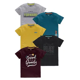 BAESD Boys Pack Of 5 Typography Printed Cotton T Shirts-picture-31