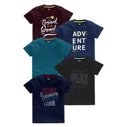 BAESD Boys Pack Of 5 Typography Printed Cotton T Shirts-picture-43