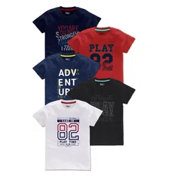 BAESD Boys Pack Of 5 Typography Printed Cotton T Shirts-picture-27