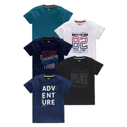 BAESD Boys Pack Of 5 Typography Printed Cotton T Shirts-picture-28