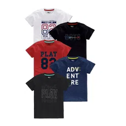 BAESD Boys Pack Of 5 Typography Printed T-shirt-picture-41