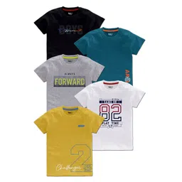 BAESD Boys Pack Of 5 Typography Printed T-Shirt-picture-26
