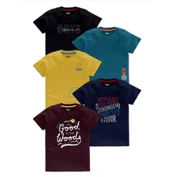 BAESD Boys Pack Of 5 Typography Printed T-Shirt-picture-41
