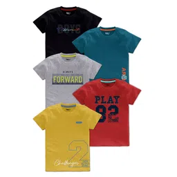 BAESD Boys Pack Of 5 Typography Printed T-Shirt-picture-56