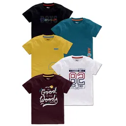 BAESD Boys Pack Of 5 Typography Printed T-shirts-picture-30