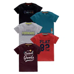 BAESD Boys Pack Of 5 Typography Printed T-shirts-picture-39