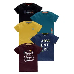 BAESD Boys Pack Of 5 Typography Printed T-shirts-picture-19