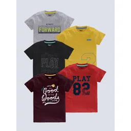 BAESD Boys Pack of 5 Typography Printed T-shirts-picture-34