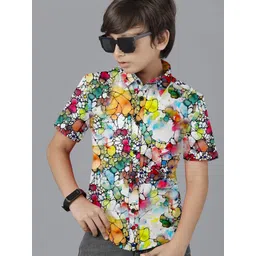 BAESD Boys Premium Spread Collar Abstract Printed Cotton Casual Shirt-picture-22