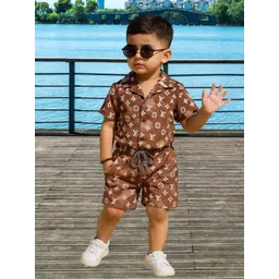 BAESD Boys Printed Lapel Collar Pure Cotton Shirt With Shorts-picture-16