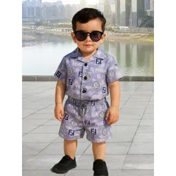 BAESD Boys Printed Lapel Collar Pure Cotton Shirt With Shorts-picture-17