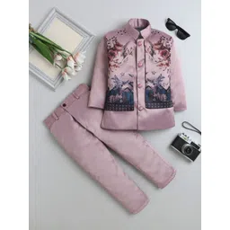 BAESD Boys Printed Mandarin Collar Sherwani Set-picture-14