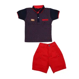 BAESD Boys Printed Pure Cotton Polo Collar T-shirt With Denim Shorts-picture-13