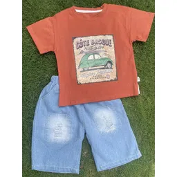 BAESD Boys Printed Round Neck Pure Cotton T-shirt With Shorts-picture-35