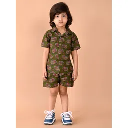 BAESD Boys Quirky Printed Shirt Collar Short Sleeves Pure Cotton Shirt With Shorts-picture-11