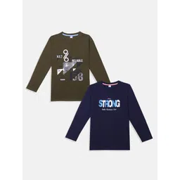 BAESD Boys Selection Of 2 Typography Round Neck Full Sleeves Applique Cotton T-shirt-picture-23