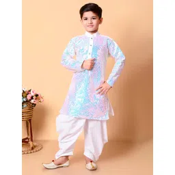 BAESD Boys Sequinned Dupion Silk Kurta with Patiala-picture-25