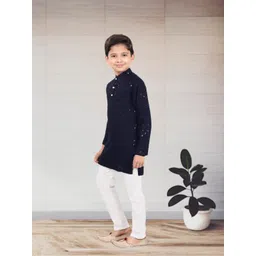 BAESD Boys Sequinned Straight Kurta With Pyjamas image 3