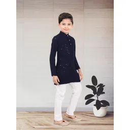 BAESD Boys Sequinned Straight Kurta With Pyjamas image 4