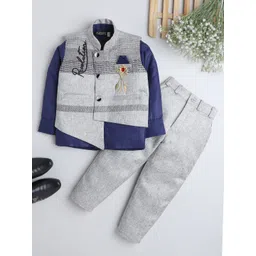 BAESD Boys Shirt And Trousers With Waistcoat Suit Set-picture-12