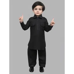 BAESD Boys Shirt Collar Pathani Kurta with Trousers-picture-30