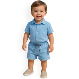 BAESD Boys Short Sleeves Pure Cotton Shirt With Shorts-picture-22