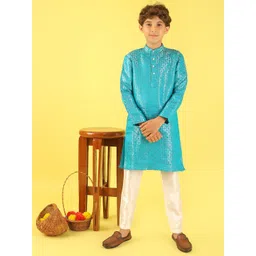 BAESD Boys Solid Woven Design Kurta with Pyjamas-picture-25