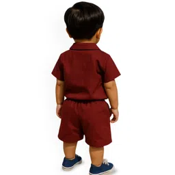 BAESD Boys Spread Collar Pure Cotton Shirt With Shorts image 2