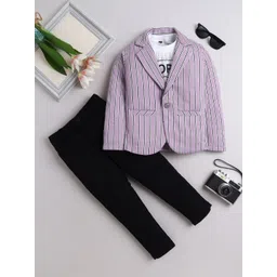 BAESD Boys Striped Blazer, Trousers & T-Shirt 3-Piece Party Suits-picture-40