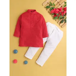 BAESD Boys Striped Mandarin Collar Kurta With Trousers-picture-17