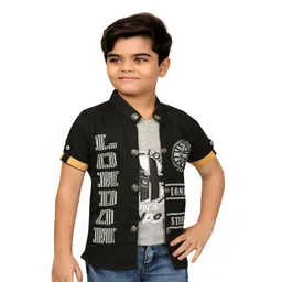 BAESD Boys Typography Printed Mandarin Collar Tailored Jacket With Attached T-shirt-picture-14