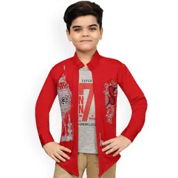 BAESD Boys Typography Printed Mandarin Collar Tailored Jacket With Attached T-shirt-picture-17