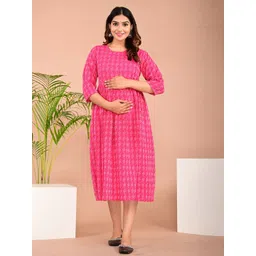 BAESD Ethnic Motifs Printed Gathered Anarkali Maternity Ethnic Dress-picture-32