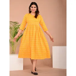 BAESD Ethnic Motifs Printed Gathered Anarkali Maternity Ethnic Dress-picture-27
