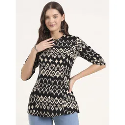 BAESD Ethnic Motifs Printed Mandarin Collar Roll-Up Sleeves Ethnic Shirt Style Top-picture-25