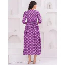 BAESD Ethnic Motifs Printed Maternity Cotton Fit and Flare Midi Dress image 5