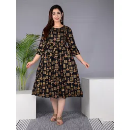 BAESD Ethnic Motifs Printed Maternity Fit & Flare Dress-picture-20