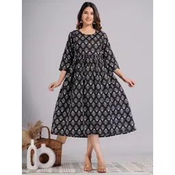 BAESD Ethnic Motifs Printed Maternity Fit & Flare Ethnic Midi Dress-picture-14