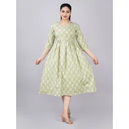 BAESD Ethnic Motifs Printed Maternity Fit & Flare Midi Ethnic Dress-picture-13