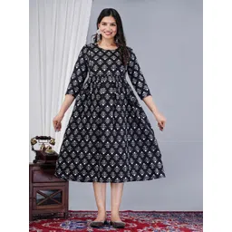 BAESD Ethnic Motifs Printed Maternity Fit & Flare Midi Ethnic Dress-picture-26