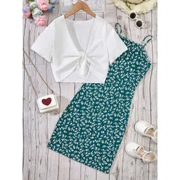 BAESD Floral Print Applique Crepe A-Line Dress-picture-22