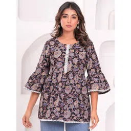 BAESD Floral Print Flared Sleeve Cotton Top-picture-36