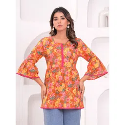BAESD Floral Print Flared Sleeve Cotton Top-picture-37